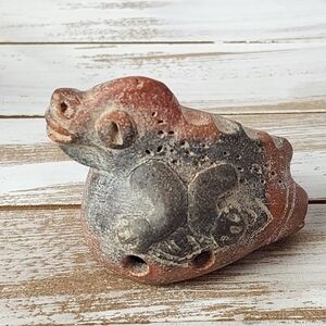 Vintage Iguana Ocarina whistle flute musicle 4 hole clay pottery